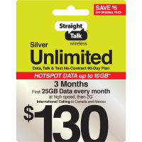 Straight Talk 3 Month Plan Silver Unlimited 90 Access Days 25 GB