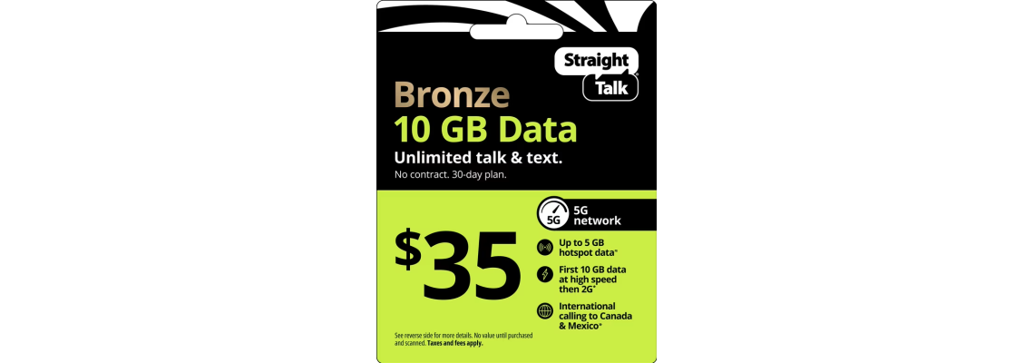 Straight Talk $35 Bronze Unlimited Plan Refill Card