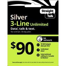 Straight Talk $120 Extended Silver Unlimited 90-Day Prepaid Plan + 10 GB Hotspot Data + Int'l Calling Direct Top Up Straight Talk $120 Extended Silver Unlimited 90-Day Prepaid Plan + 10 GB Hotspot Data + Int'l Calling Direct Top Up